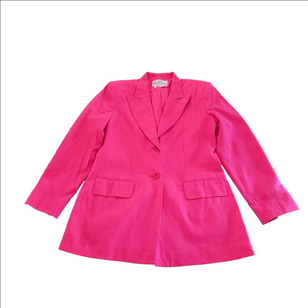 Women's Oleg Cassini NWT Vibrant Pink Blazer Jacket Size 8 - Picture 2 of 10